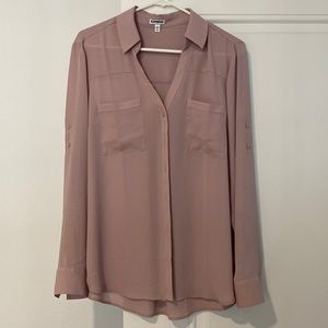 Express Button Down Blouse- Blush Pink